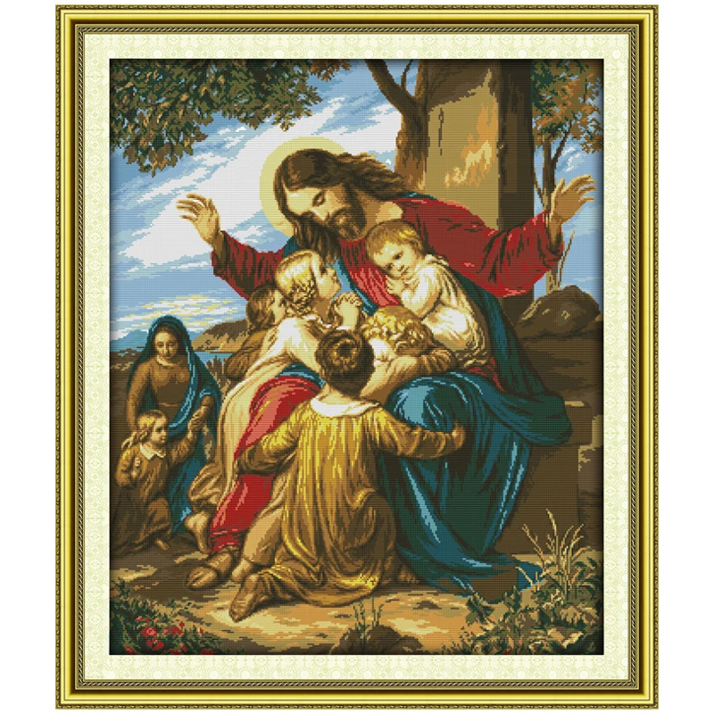

Jesus and His Children Counted Cross Stitch 11CT 14CT Religion Cross Stitch Set DIY Cross-stitch Kits Embroidery Needlework