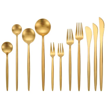 

11Pcs/set Gold Cutlery Set Stainless Steel Dinnerware Tableware Silverware Sets Dinner Spoon Knife Fork Drop Shipping