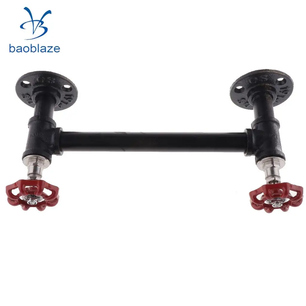 Home Decorative Industrial Rustic Wall Mounted Metal Iron Pipe Toilet Roll Paper Double Holder Towel Rack