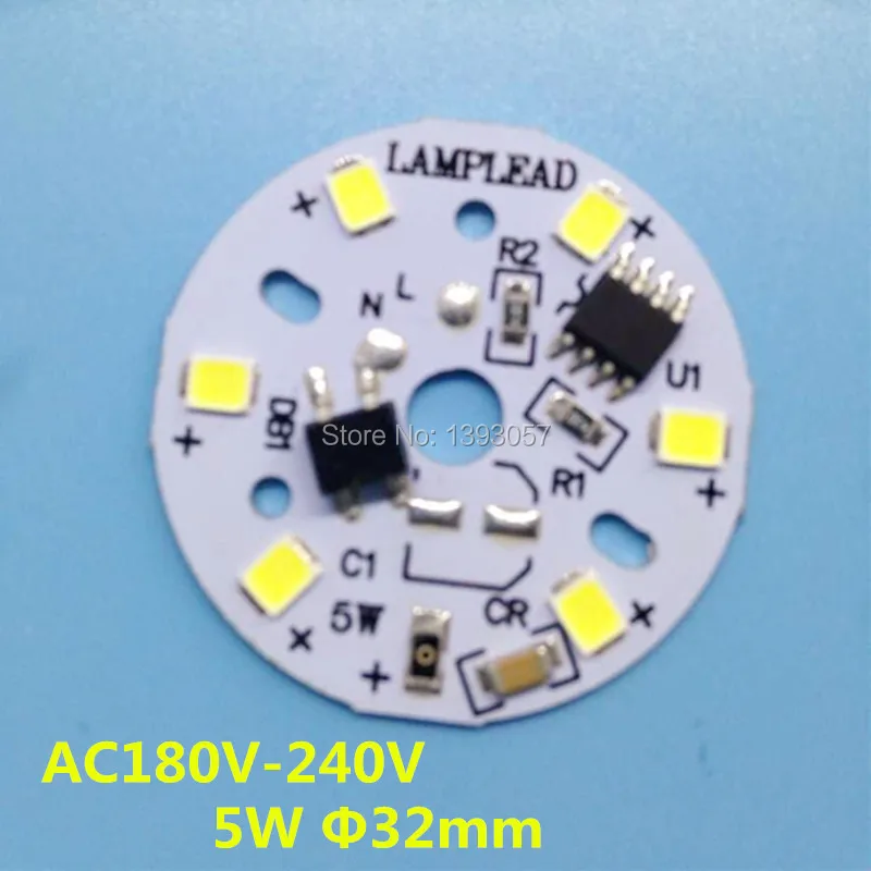 

20pcs High PF Driverless Light Source 5W 32mm LED PCB, AC180-240V Directly Needn't Driver SMD 2835 Bulbs Panel Excellent Qualit