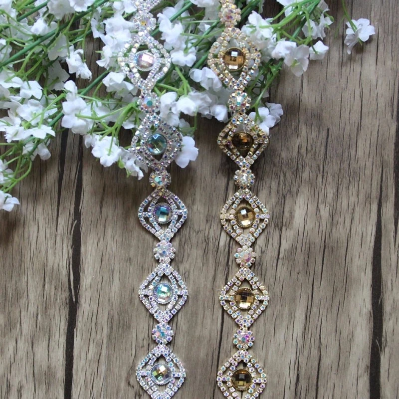 $981 100Yards AB Rhinestone Banding Trim Chain For Clothes