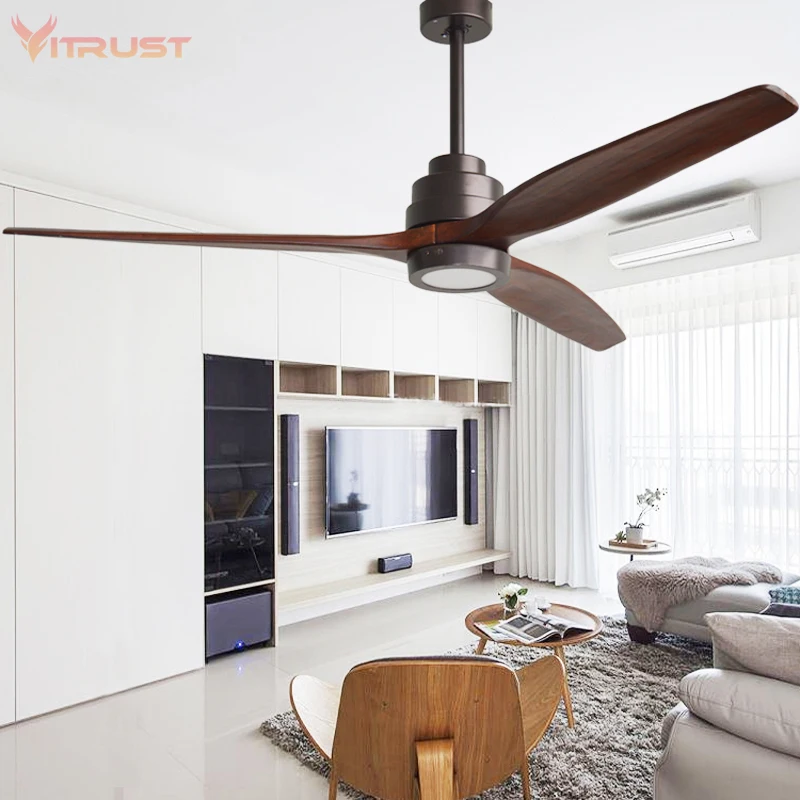 52 Inch Sleek Contemporary Ceiling Fan with 3 wooden Blade Ceiling and light kits Industrial Modern Ceiling Fan