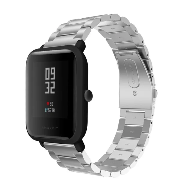 Сменный металлический ремешок для Xiaomi Huami Amazfit Bip BIT PACE Lite, Молодежный браслет, браслет для samsung S2 - Цвет: Серебристый