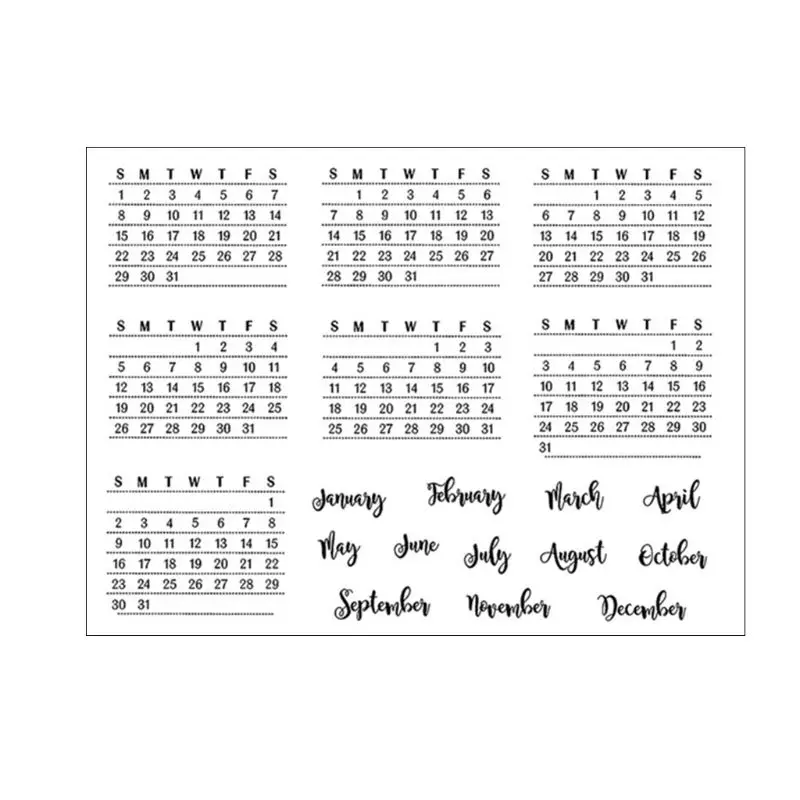 

Week And Month Style Calendar DIY Silicone Clear Stamp Cling Seal Scrapbook Embossing Album Decor