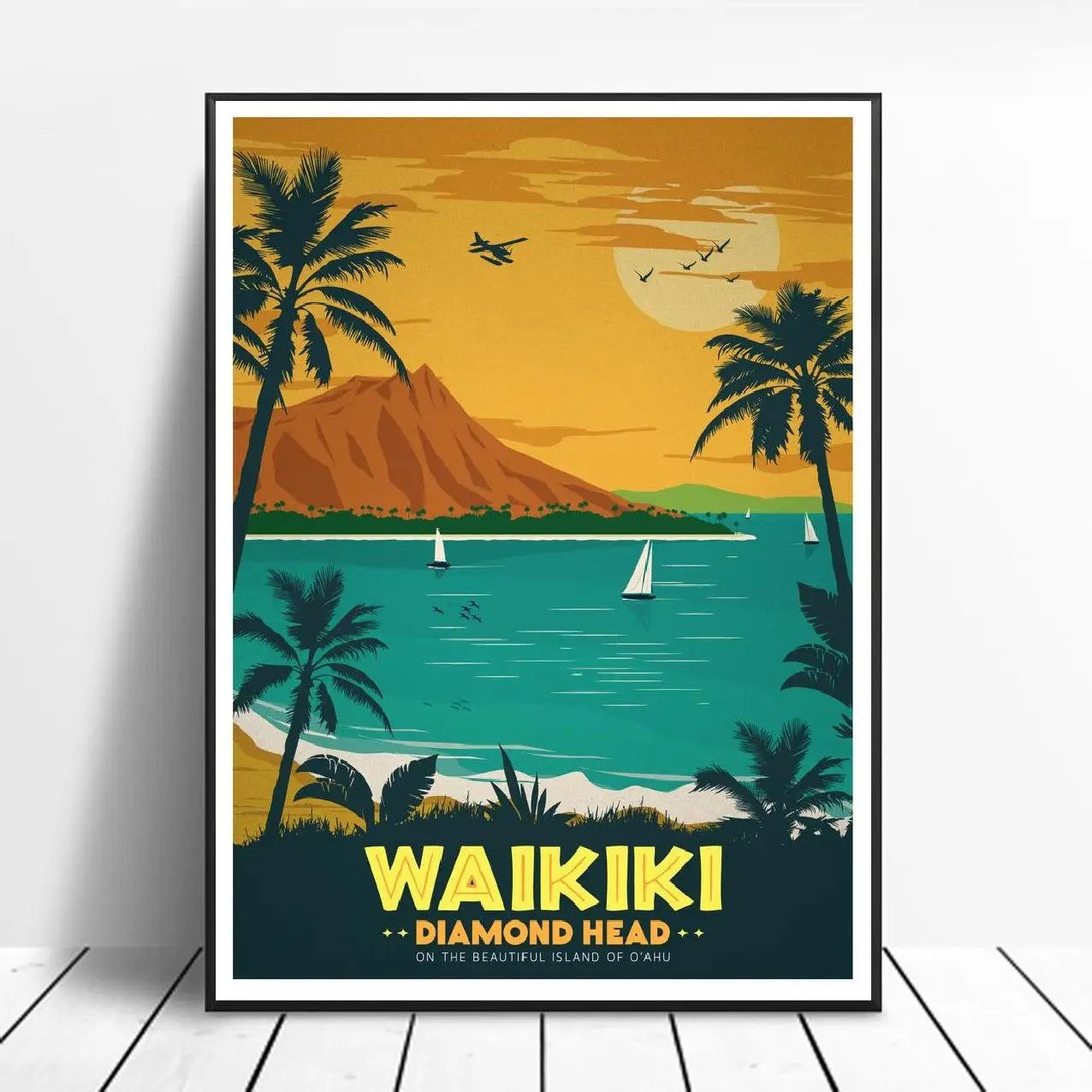 Винтаж WAIKIKI картины печати плаката картина стены современный минималистский спальня гостиная украшения