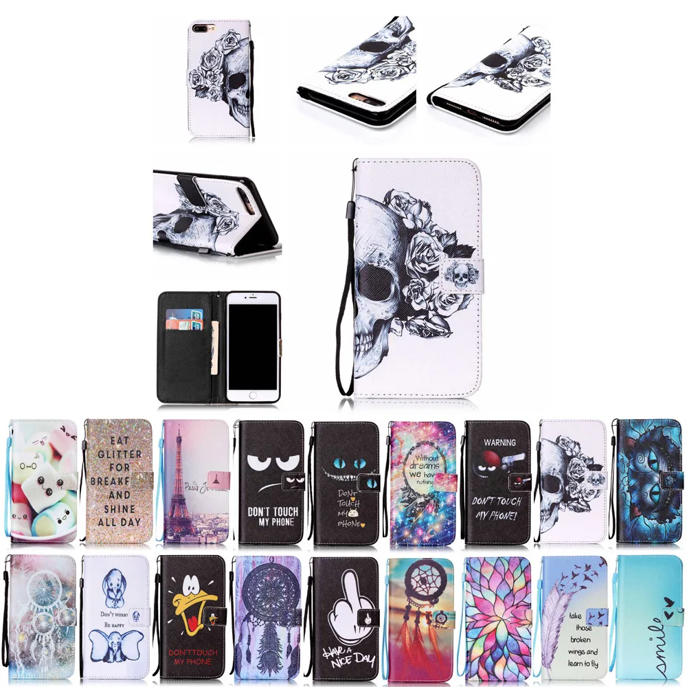 

Flip case For Iphone 7 8 7 plus 8P Elephant Painting pattern Flip Stand Case For Iphone 7plus 8plus Wallet Magnetic Cover card