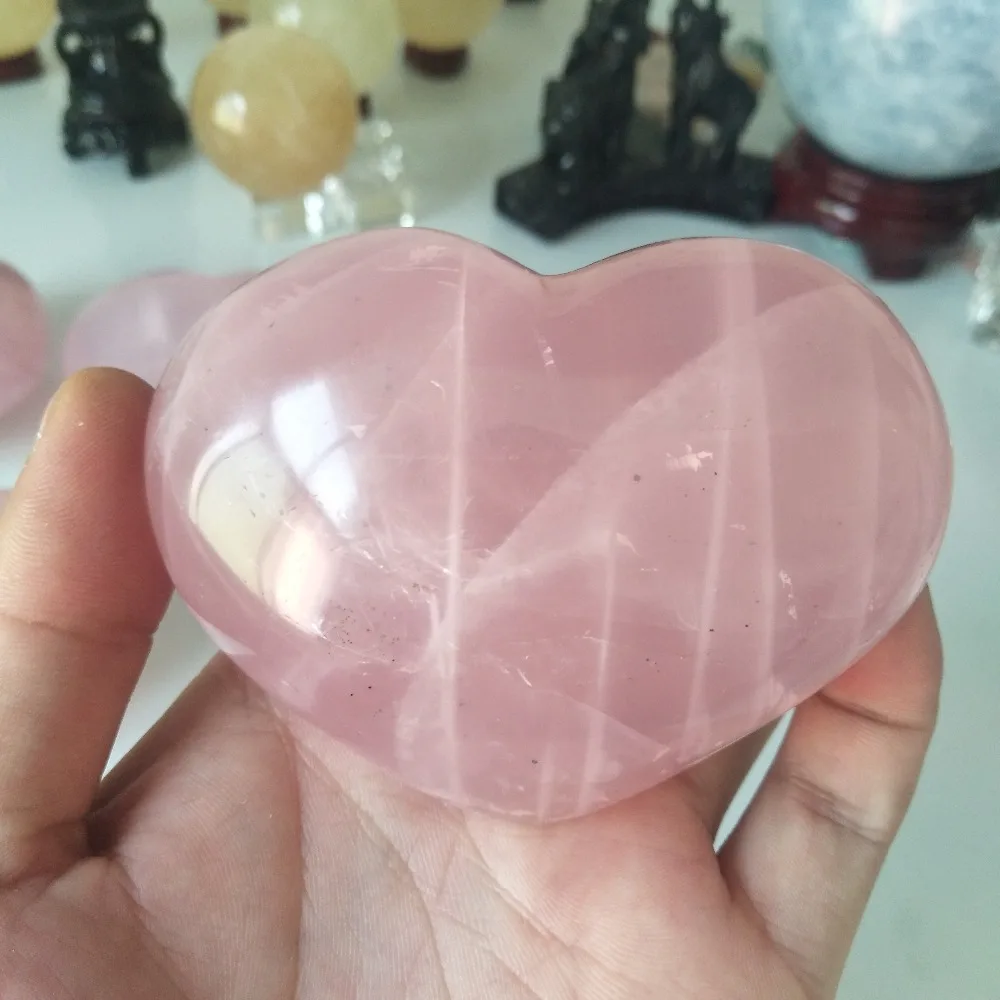 A 180 200g Natural rose quartz crystal heart healing crystal household ornament