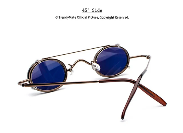 男性と女性のためのレトロなスチームパンクサングラス,丸い