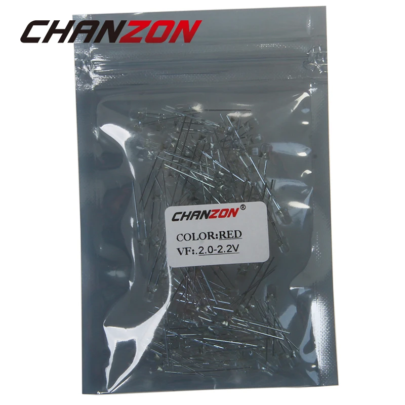 CHANZON 100 шт. прозрачные линзы LED диод 3 мм Красный Прозрачный Ультра яркий круглый 2V