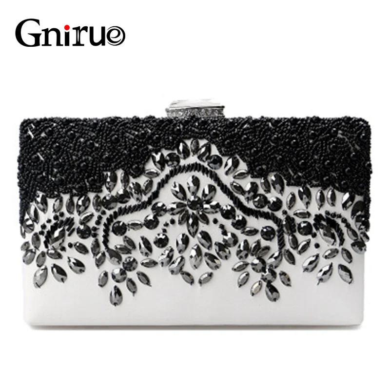 

PU Luxury Hight Quality Masonry Diamonds Beaded Women Evening Bags Clutch Shoulder Chain Handbags Purse Wedding And Party Bag