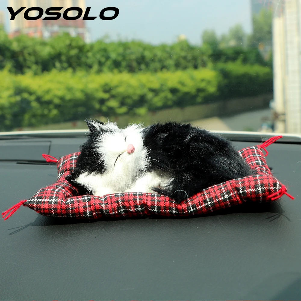 YOSOLO Car Ornaments Lovely Plush Kittens Doll Toy Car-styling Cute Simulation Sleeping Cats Dashboard Decoration Ornaments YOSOLO Car Ornaments Lovely Plush Kittens Doll Toy Car-styling Cute Simulation Sleeping Cats Dashboard Decoration Ornaments