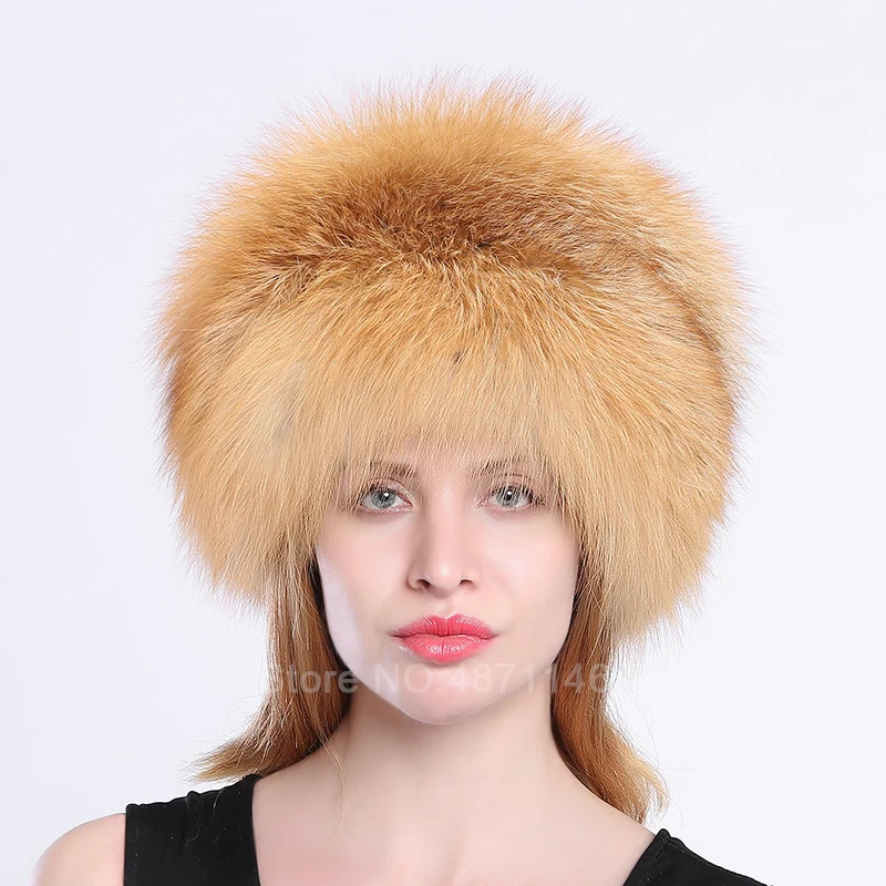 Новые женские мужские зимние русские теплые русские женские девочки оригинальная натуральная лиса енот мех монгольская шляпа с хвостами шапочки