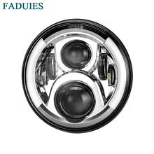 FADUIES Chrome 7 inch Round Motorcycle LED Daymaker Headlight 60W Hi/Lo Beam Driving Light With DRL Turn Signal For Harley Light