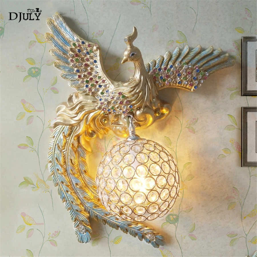 French Country Phoenix Resin Wall Lamp Vintage Living Room