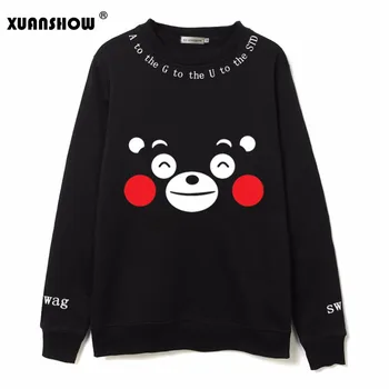 

XUANSHOW Fashion Kpop Women Clothing Cartoon Kumamoto Bear Printed Fleece Sweatshirts Hoody Harajuku Kawaii Hoodies