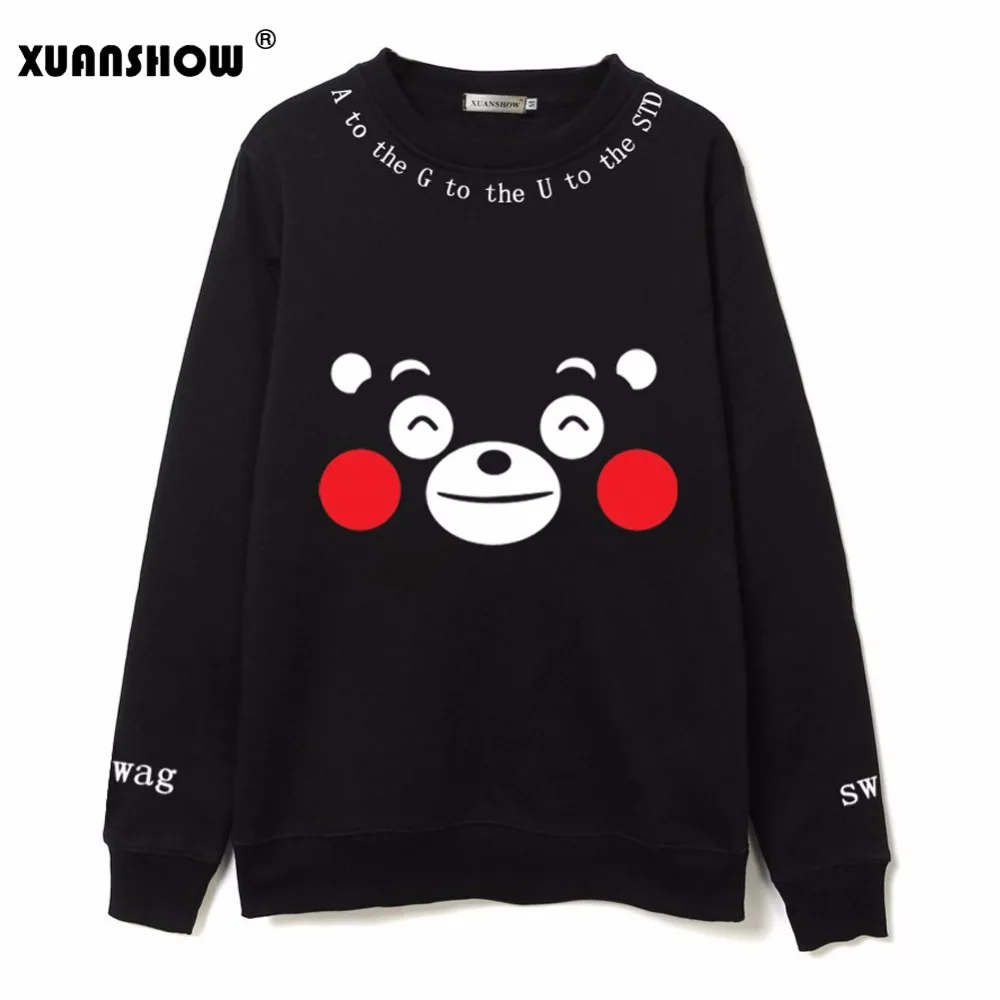 XUANSHOW мода Kpop Женская одежда Мультфильм Медведь кумамото напечатанный руно Кофты