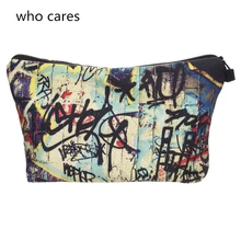 Who Cares New Cosmetic Bag 3D Printing tags Neceser Portable Make Up Bags Case Organizer Bolsa feminina Travel Toiletry Bag