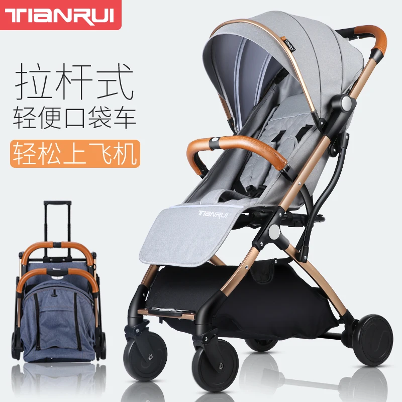 Big Discount  Baby stroller can sit reclining light folding ultra light baby baby stroller newborn child hand pus 