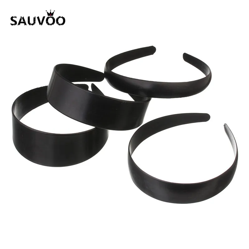 

Sauvoo 5pcs/lot Blank Plastic Black Hairband Hair Clip Wide 18mm 30mm 38mm 44mm for Women Kids DIY Jewelry Findings Accessories