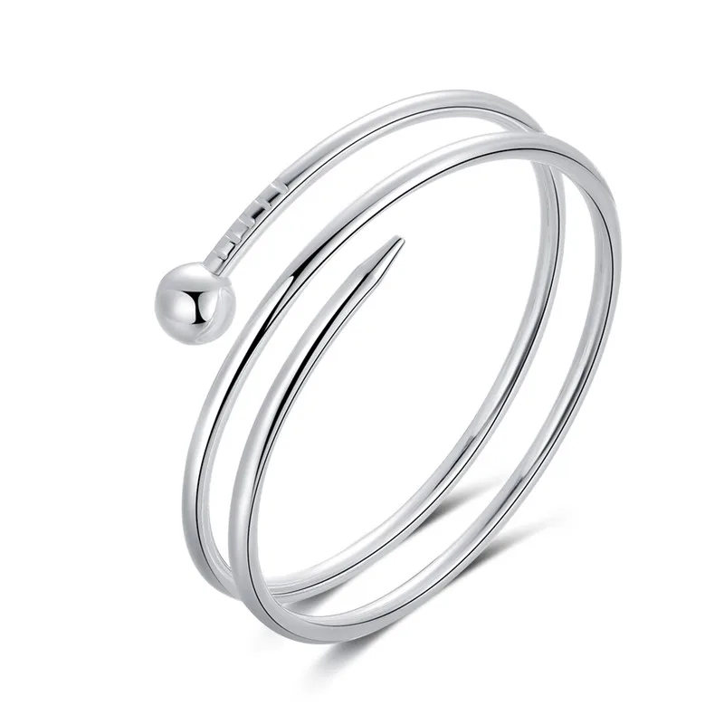 South Korea Nail Bangle Bracelet for Women Classic Style Sterling