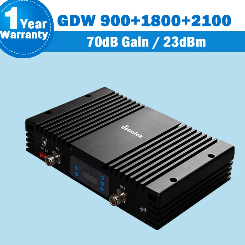 Great Power Amplifier Tri Band 900 1800 2100 mhz Celullar Repeater Cellphone Signal Booster 70dB kw23f-gdw 900 gsm repeater 3g17