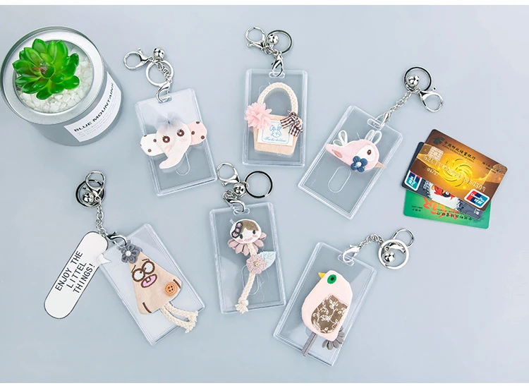

Lovely Transparent Vertical Animal Keychain Keyring ID Badge Pattern Student Nurse Bank Credit Card Holders ID Badge Holders