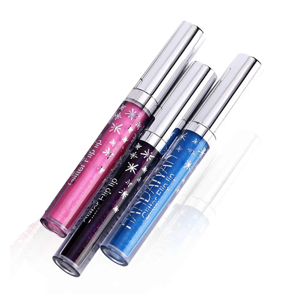 Non stick Cup Lip Gloss 3Colors Diamond Shine Metallic Lipstick Long
