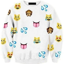 Оптовые Emoji 3D Печать Мужская Белый Толстовки Кофты Мультфильм С Длинным Рукавом Пуловер С Капюшоном М До 6XL Весна Осень Одежда