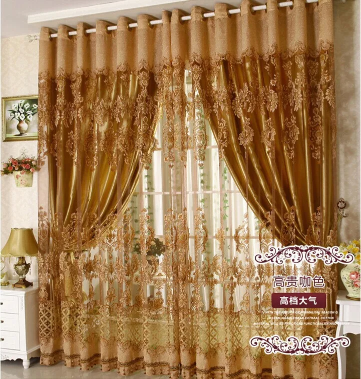 Compare Prices On Fancy Living Room Curtains- Online Shopping/Buy Free shipping European style fashion fancy design tulle curtain with blackout shade curtains for living room - Compare Prices On Fancy Living Room Curtains- Online Shopping/Buy