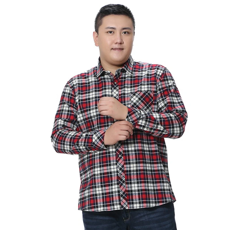 

Men's Fashion Plaid Shirt Full Cotton Sleeve Casual Shirts Men Streetwear Business Social 5XL 6XL 7XL 8XL camisa masculina