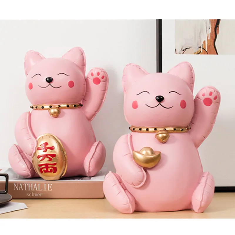  European Style Abstraction Balloon Fortune Cat Resin Craftwork Creative Simulation Animal Figurines - 33046474294