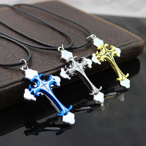 Bluelans Men's Women's Unisex Stainless Steel Cross Pendant Cord Chain Necklace