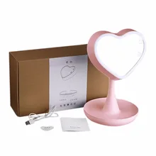 New 2In1 USB LED Cosmetic Makeup Mirror Dazzle Color Touch Screen LED Mirror Bedroom Bedside Lamp Colorful Table Lamp Mirror