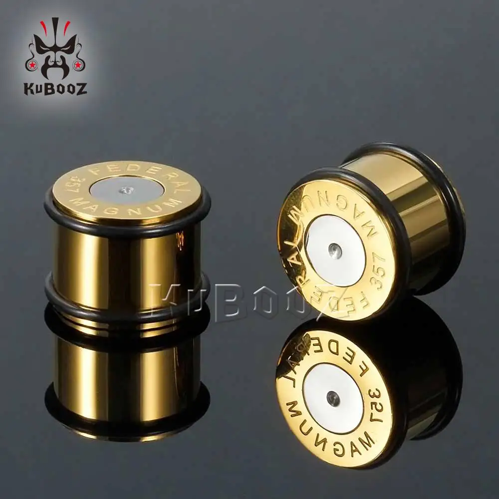 

KUBOOZ Stainless Steel Earrings Tunnels Plugs Gold Body Ear Piercing Gauges Expanders Studs Fashion Jewelry Gift 10PCS 10mm 16mm
