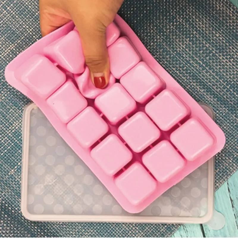 

15 Grid Ice Cube Mold Baby Food Supplement Silicone Ice Grid Cube Tray Fruit Ice Cream Maker Food Storage Container X