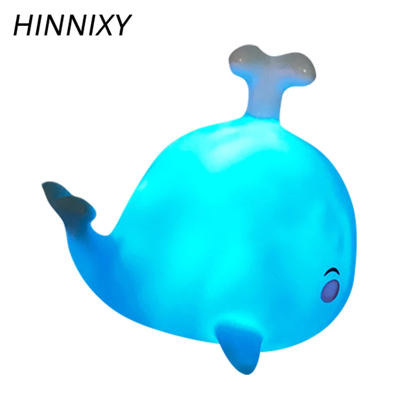 Hinnixy синий кит Ночная лампа милый кролик детская игрушка светильник прикроватная лампа для сна настольная лампа мультфильм освещение
