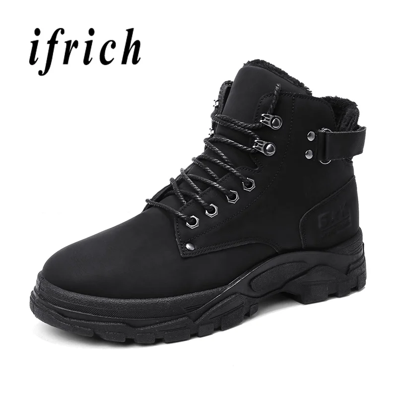 

Winter Outdoor Snow Boots Men With Fur Tactical Boots Mens Yellow Black Fashion Marten Shoes Male High Top Boy Casual Shoes