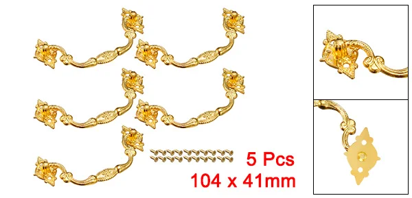

Uxcell High Quality 5 Pack 104mmx41mm Iron Spray-Paint Drawer Box Case Ring Pull Handle Gold Tone