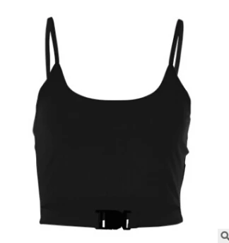 Women Sexy Casual Tank Top Sleeveless Buckle Summer Crop Top Shirt Camis Tops