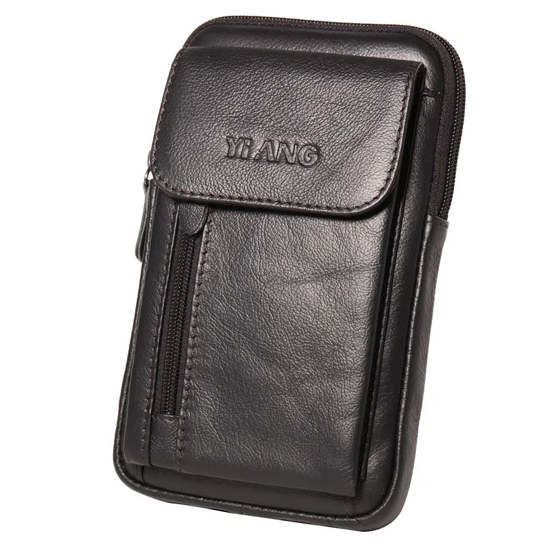 Men Fanny Waist Hook Pack Small Messenger Shoulder Bags Genuine Leather Cell Mobile Phone Case ...