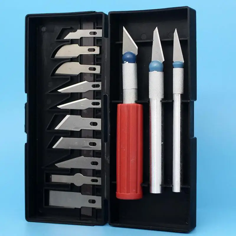 

13pcs/ Set Scalpel Blade Knife Wood Paper Cutter Craft Pen Engraving Cutting Supplies Diy Stationery Utility Knife