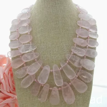 

N061507 19'' 2 Strands Top-drilled Rose Crystal Necklace