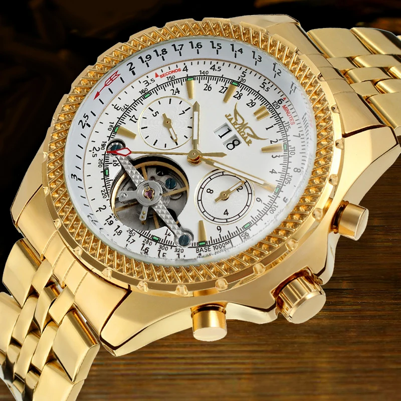 JARAGAR Tourbillon Мужские часы с большим циферблатом автоматические механические