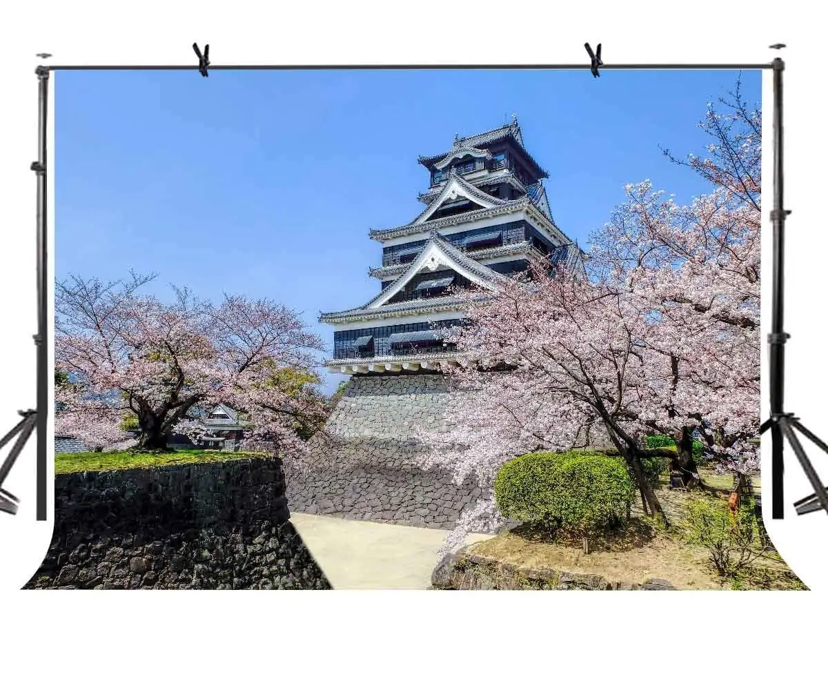 

5x7ft Ancient Buildings Backdrop Kumamoto Castle Beautiful Scenery Photography Background and Studio Photography Backdrop Props
