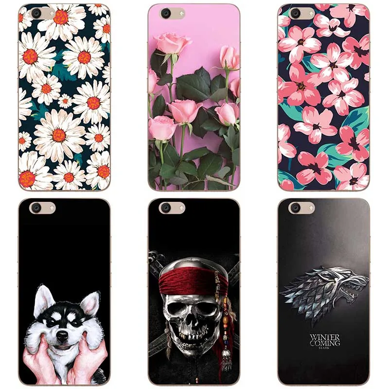 

For vivo y53 Soft silicone Phone Cases For vivo Y53 Soft TPU Material Back Cover Coque Print painting Flower style