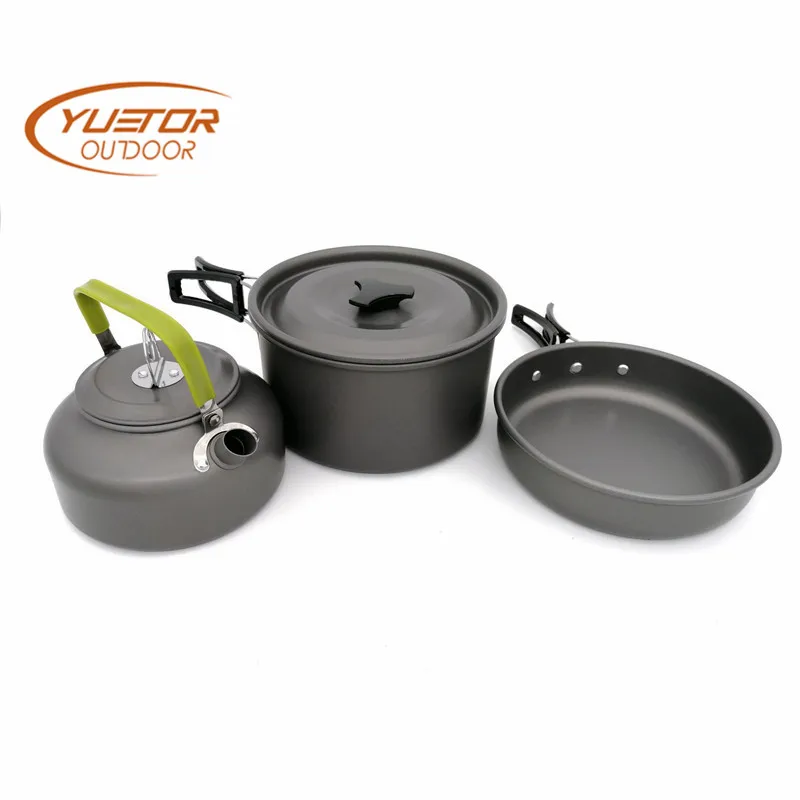  YUETOR OUTDOOR Portable Outdoor Camping Cooking Set for 2-3 Person Teapot Coffee Kettle Cooking Pot