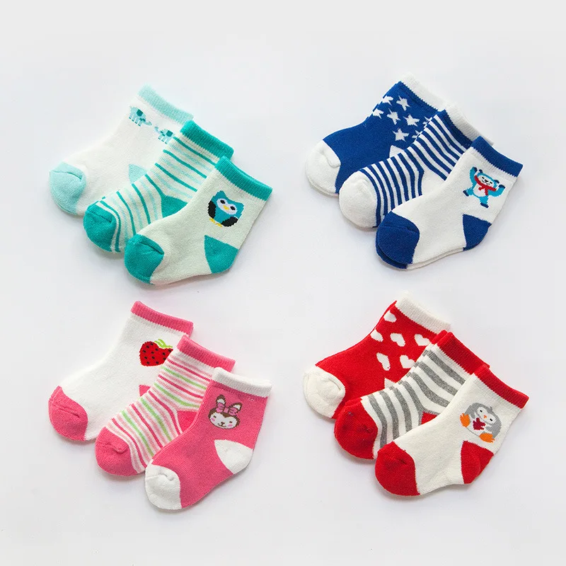 

3 Pairs/Set Baby Socks For Baby Girl/ Boy Calcetines Thick Terry Socks Set Winter Keep Warm Newborn Toddler non-symmetrical