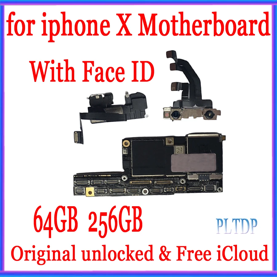 100%Original unlocked for iphone X Motherboard with Face ID,Free iCloud for iphone X Mother board,for iphone X Mainboard