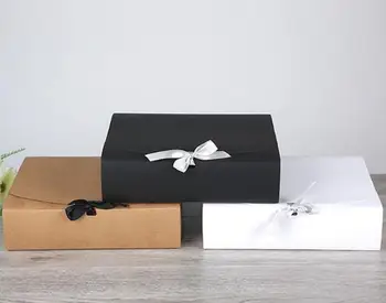 

New 31*25.5*8cm Large White Kraft Paper Gift Box Large Size For T-shirt Scarf For Birthday Wedding Favor Wholesale