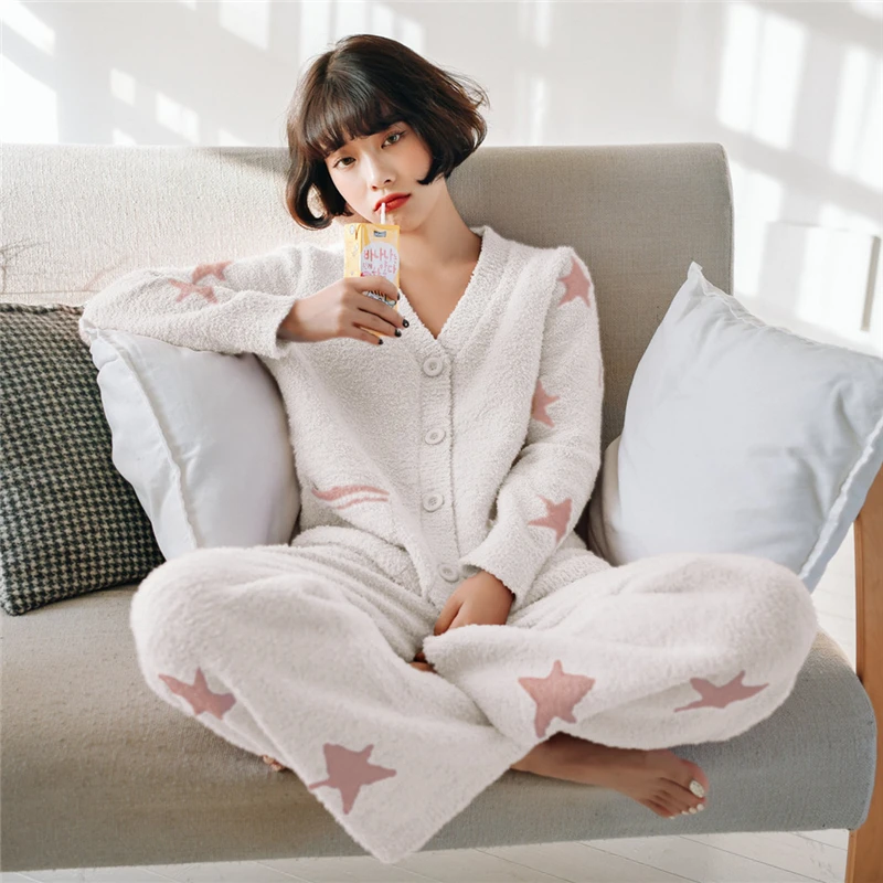 Princess sweet lolita pajamas Lovely soft wool Pajama girl Autumn and